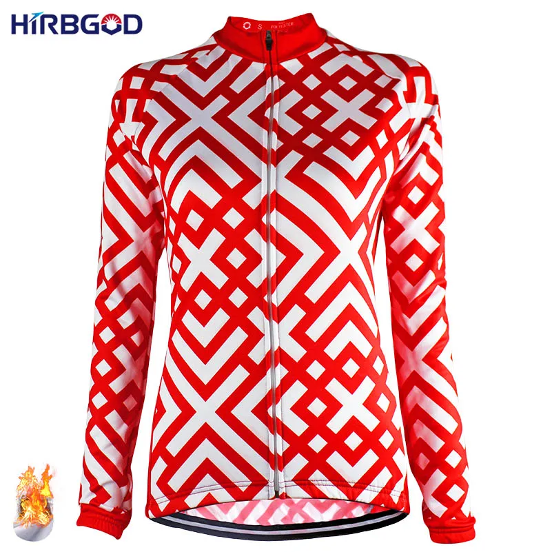 HIRBGOD Woman New Long Sleeve Cycling Jersey Winter Fleece Red Bike Clothing Warm Windproof MTB Bicycle Coat Jacket HK131 |