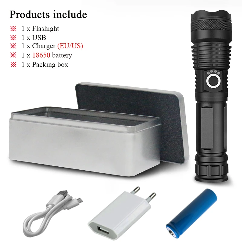 USB flashlight B-BOX 8000 Люмен xhp50.2 Мощный usb фонарь, светодиодный фонарь xhp50, фонарь для самозащиты, фонарь e 26650, ручная лампа, светодиодный фонарь 18650 - Испускаемый цвет: USB flashlight B-BOX