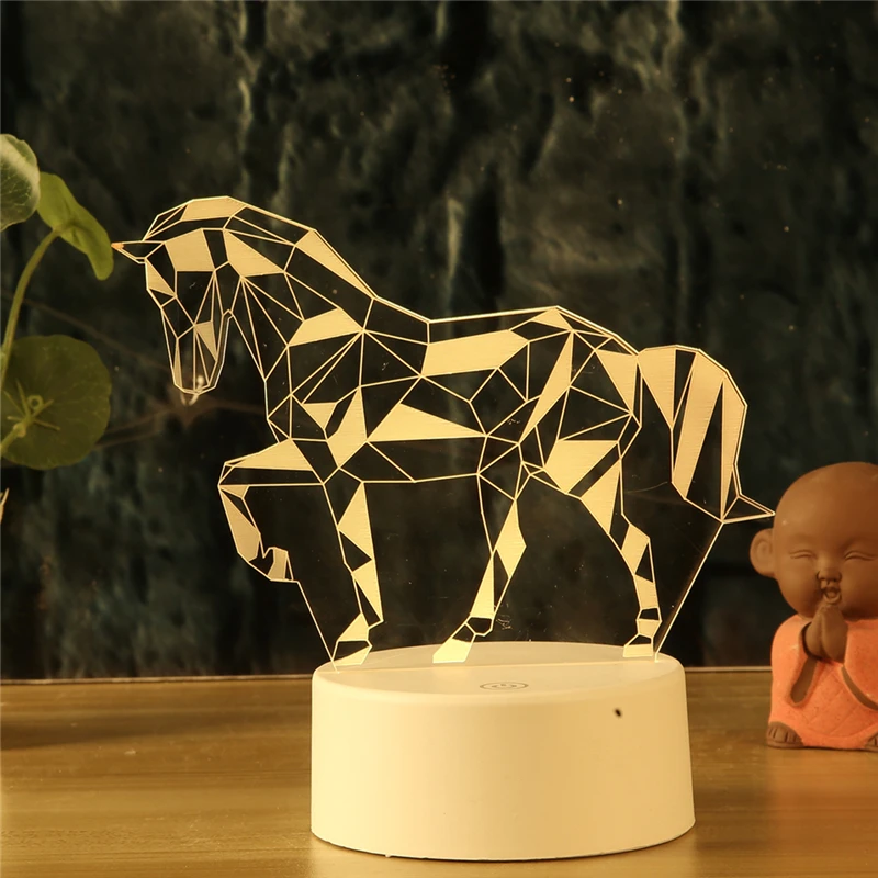 Ночник с 3d подсветкой Sky Horse настольная лампа сенсорным светодиодным индикатором