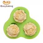 3D Роза цветы силиконовая форма для мастики женская для шоколадного печенья Полимерная глина-смола