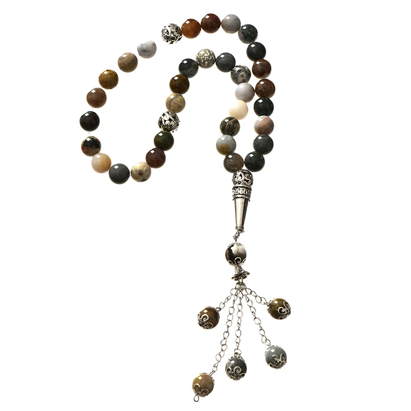 Многоцветный 10 мм круглый морской Агат Молитвенные Четки из бусин ювелирные