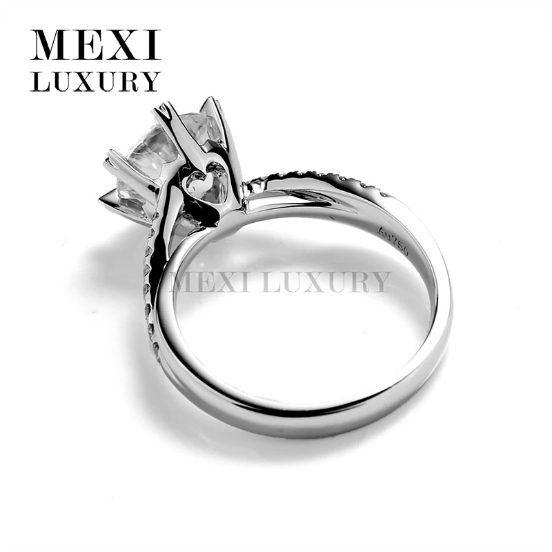 Круглый 1.5Ct EF Moissanites Винтаж 18 К белого золота Для женщин Юбилей кольцо Гарантия