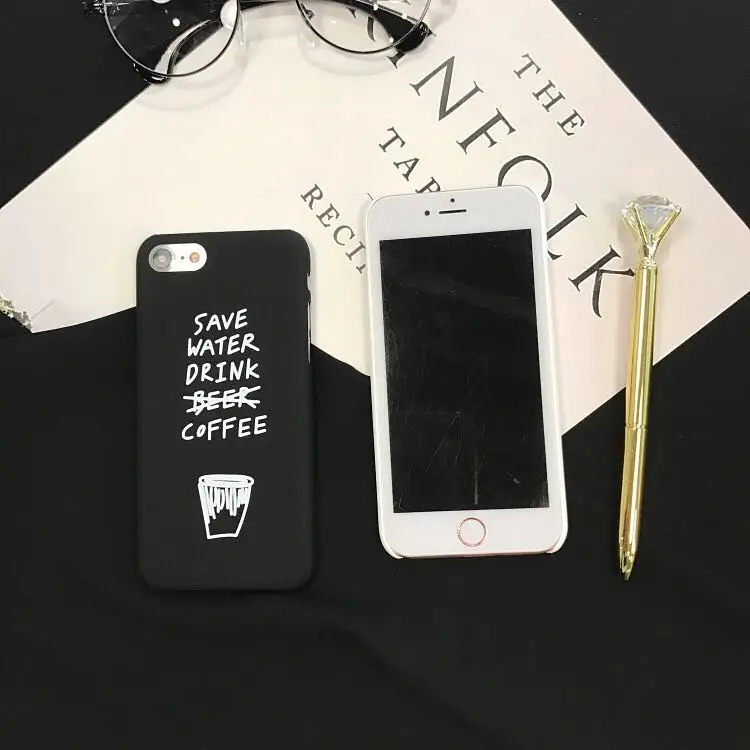 Коробка Милый Кофе Письмо Case Для iphone 7 Жесткий чехол Назад КОМПЬЮТЕР крышка