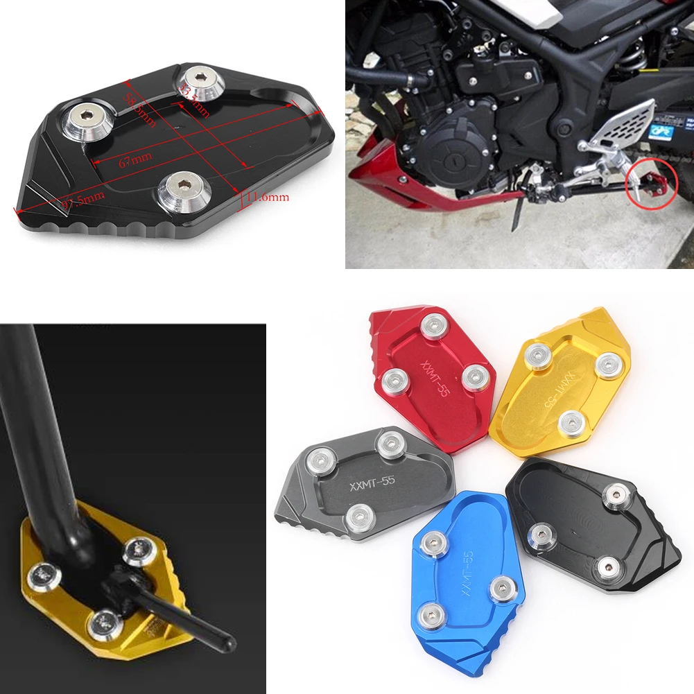 

CNC Kickstand Foot Side Stand Extension Pad Support Plate For Yamaha YZF R3 2014-2016 & MT-03 MT03 2015-2016 & YZF-R25 2014-2015