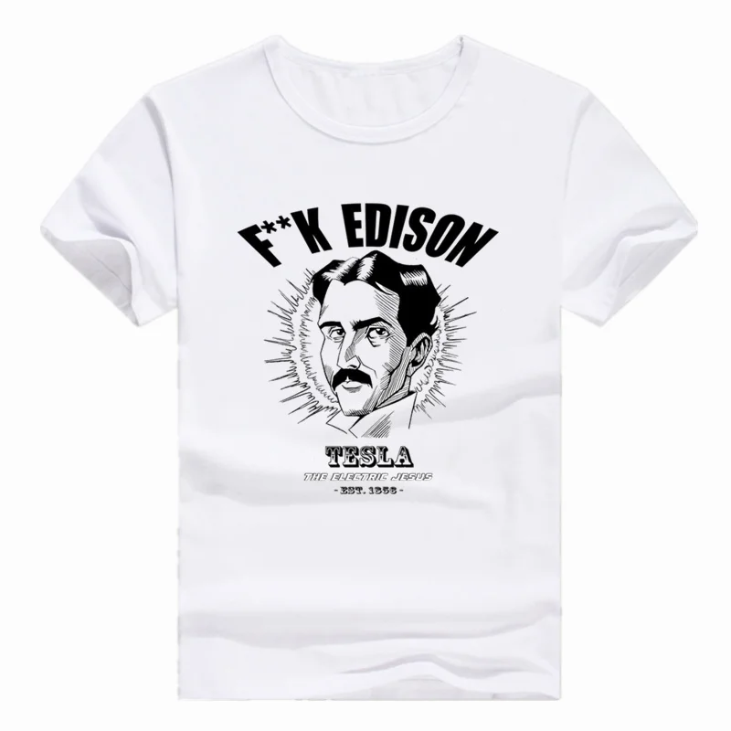 Азиатский размер принт Nikola Tesla серб американский изобретатель футболка физика с