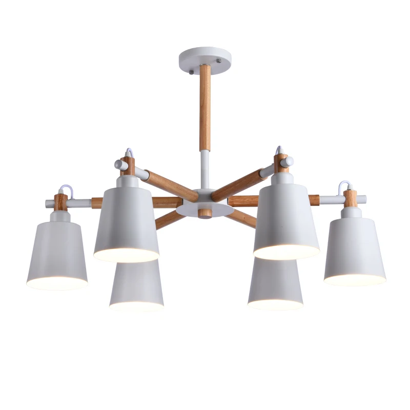 Креативный простой светодиодный светильник из твердой древесины с 3/6/8 головками