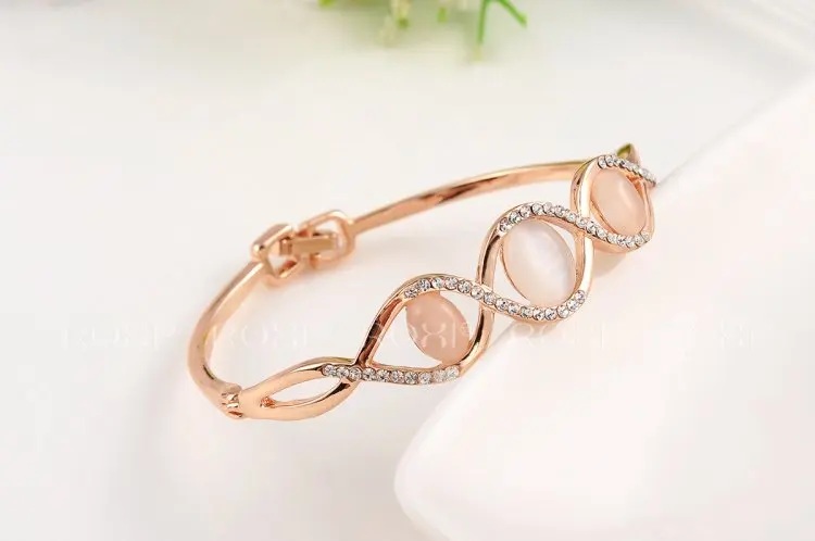 ROXI Модные Драгоценности Роуз Позолоченные Себе Элегантный Три Опалы Браслеты
