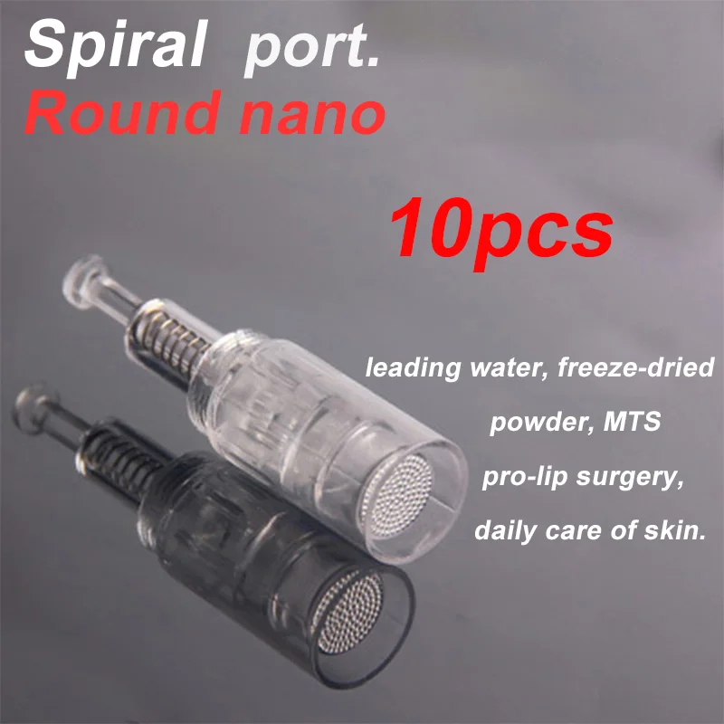 10pcs round needle 1/3/5/7/9/12/24/36/42 булавки Nano Miconeedle спирально-картридж Microneedling Ручка бровей подводка для глаз Татуировка микро иглы Nano советы - Номер модели: 10pcs round needle