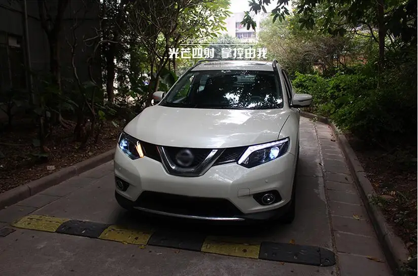 2pcs car Head light For X-Trail Rogue Headlights~/~2016year rogue headlight x trail xtrail DRL HI LO HID xenon