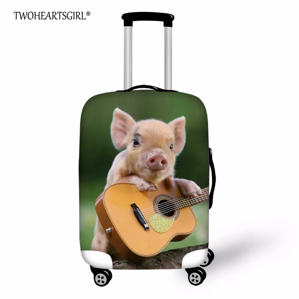 

TWOHEARTSGIRL Waterproof Spandex Animal Pig Print Travel Luggage Cover Elastic 18-30 inch Anti-dust Suitcase Cover with Zipper