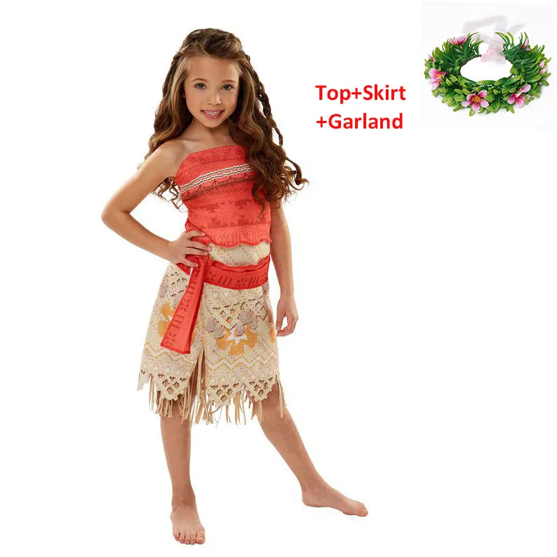 Moana Set-2 PaMaBa Kids Moana/приключенческий костюм; платье для девочек; летняя одежда; комплект одежды принцессы Vaiana; детское платье для костюмированной вечеринки на день рождения - Цвет: Moana Set-2