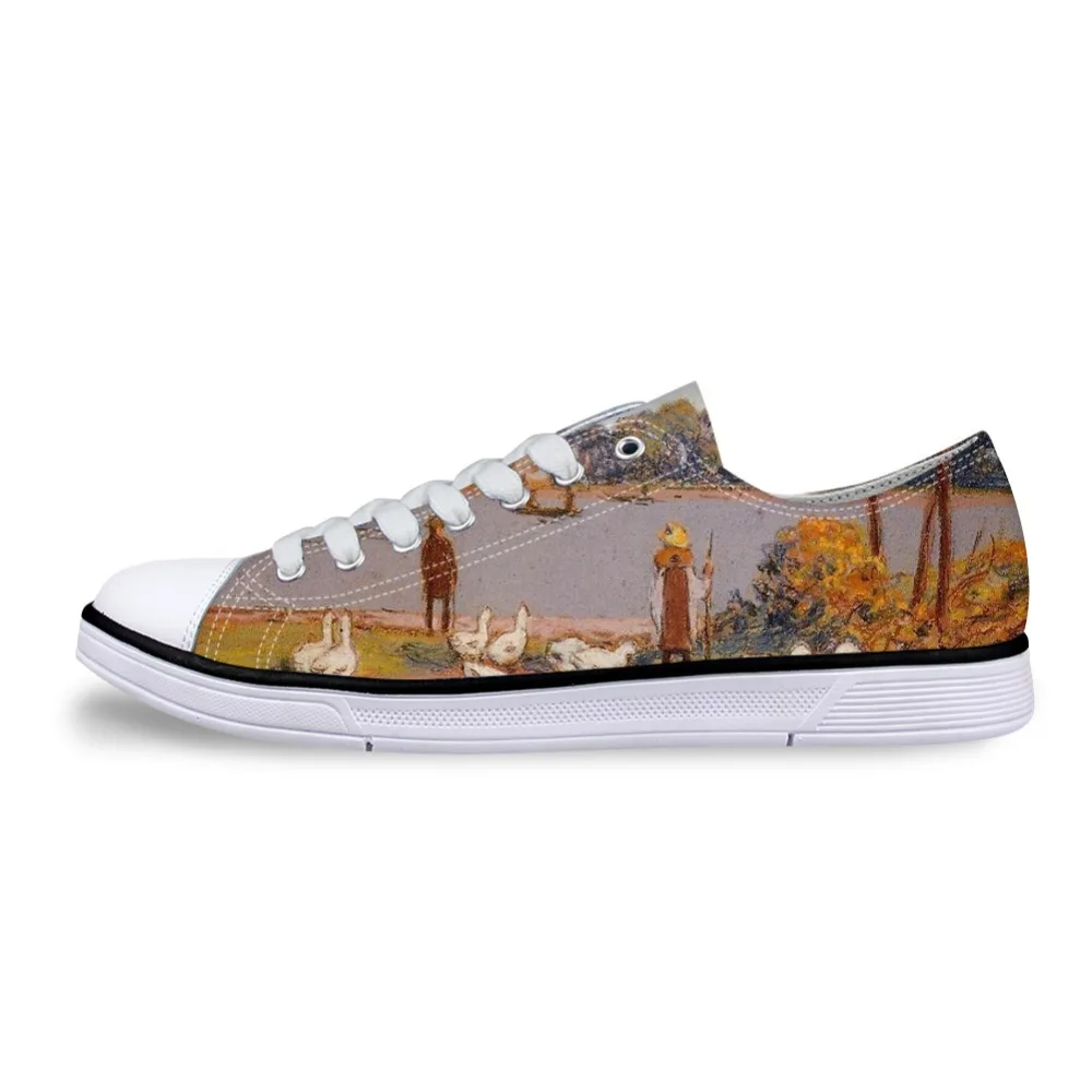 Man Vulcanized Shoes Lace-up Breathable Walking Canvas Sneakers Customized Oil Painting Alfred Sisley Free Dropshipping 2020 | Обувь