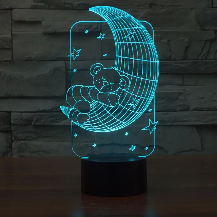 

Moon 3D Vision Stereo Lamp Visual Light Creative Touch Desktop Lamps 7 Colors Changing Night Light LED 3D Lamp Creative Gifts