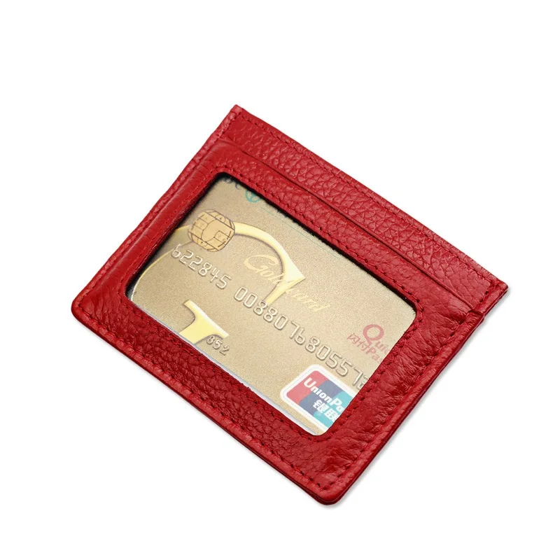 RFID супертонкий держатель для карт из натуральной кожи женский и мужской кошелек