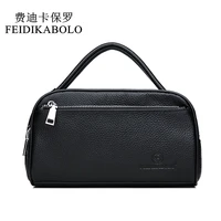 feidikabolo luxury men genuine leather purse double zipper cowhide leather wallet mens handy bags portable male purses carteira