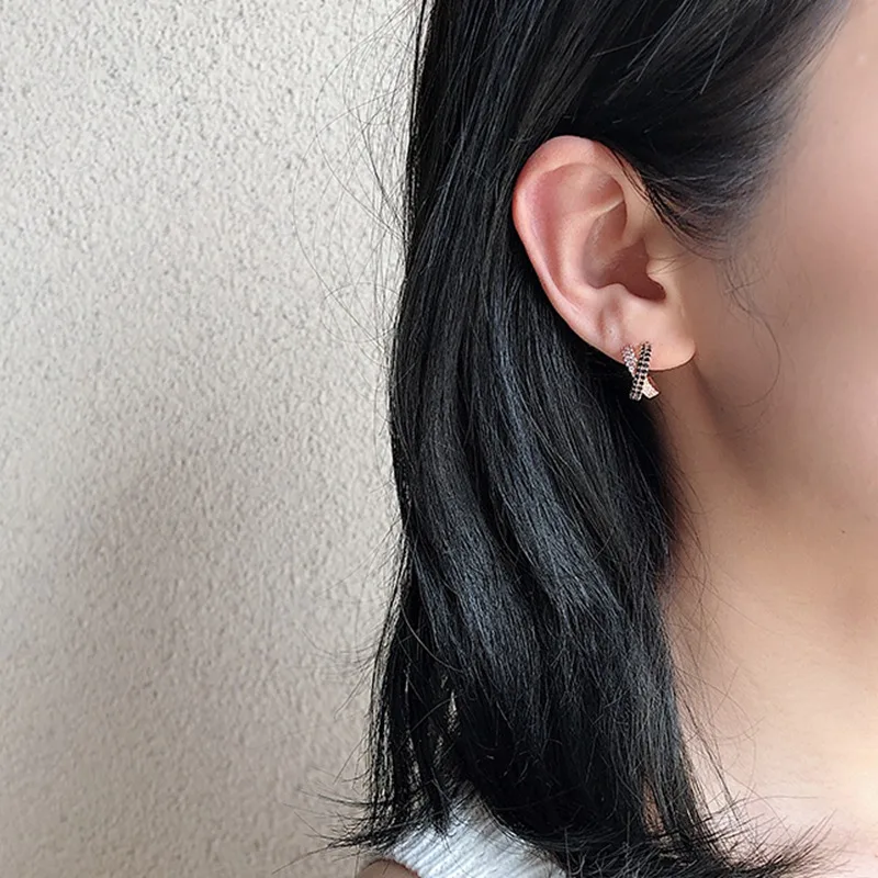 MENGJIQIAO 2019 новые корейские блестящие стразы X образный геометрический N + E модные