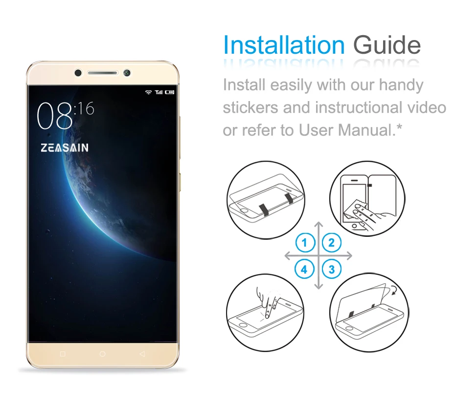 

[3 Pack] Original ZEASAIN U0.3mm 9H Screen Protector Tempered Glass Film For LeEco le 2 pro Letv le2 x620 Toughened Protective