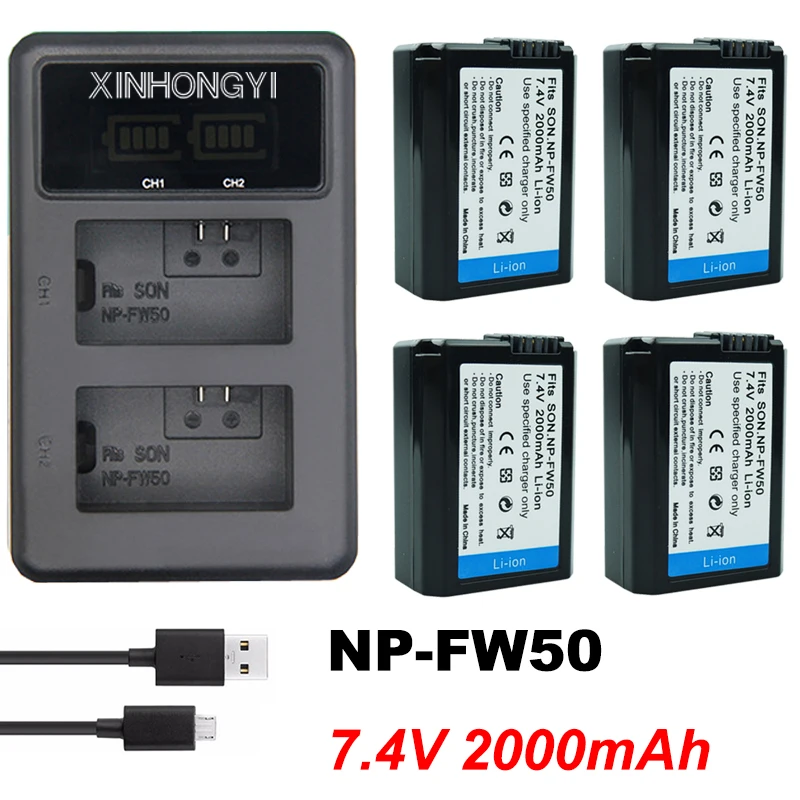 2000 мАч NP FW50 bateria батарея + LED двойное зарядное устройство для Sony Alpha a6500 a6300 a7 7R a7R II a7II