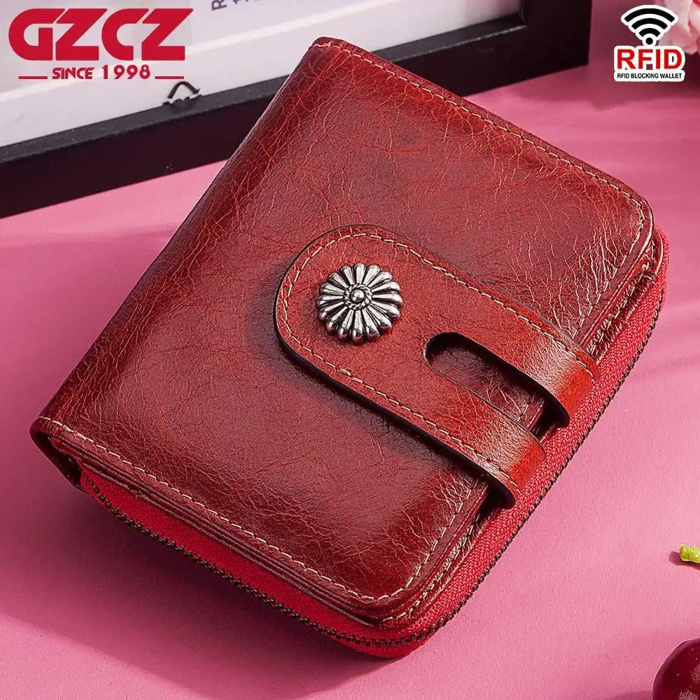 Кошелек GZCZ женский из натуральной кожи миниатюрный модный бумажник с Rfid защитой