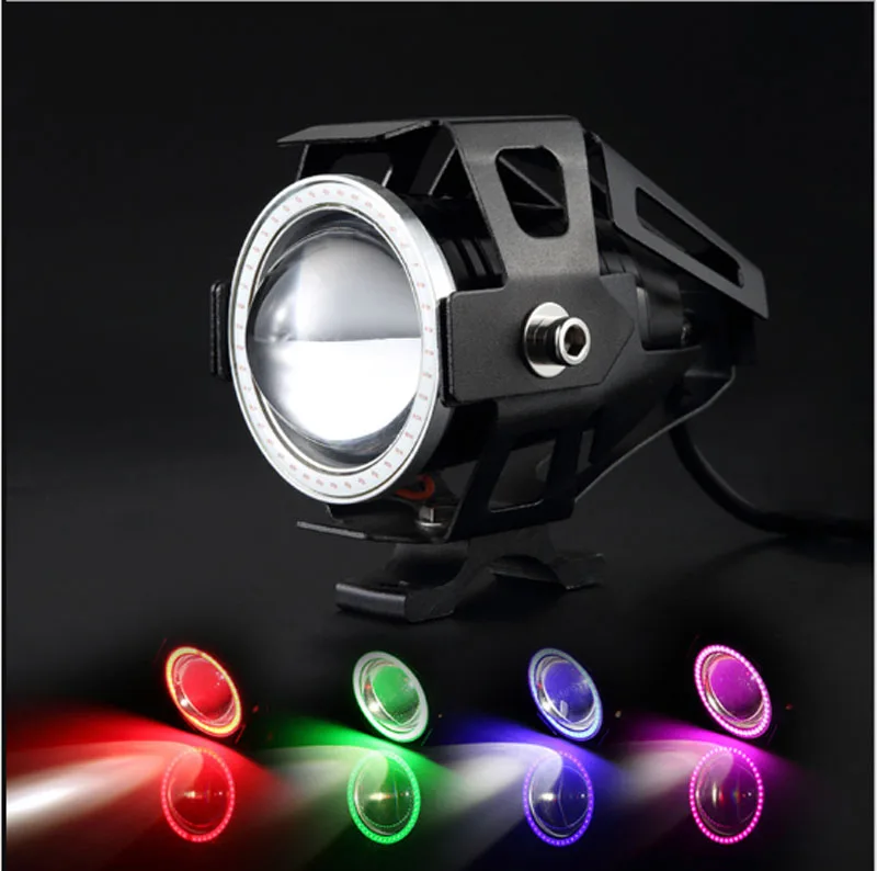 125W Motorcycle LED Headlight with Angel Eyes Motorbike 3000LMW Driving Headlamp Moto Spot Head Light DRL External 12V |