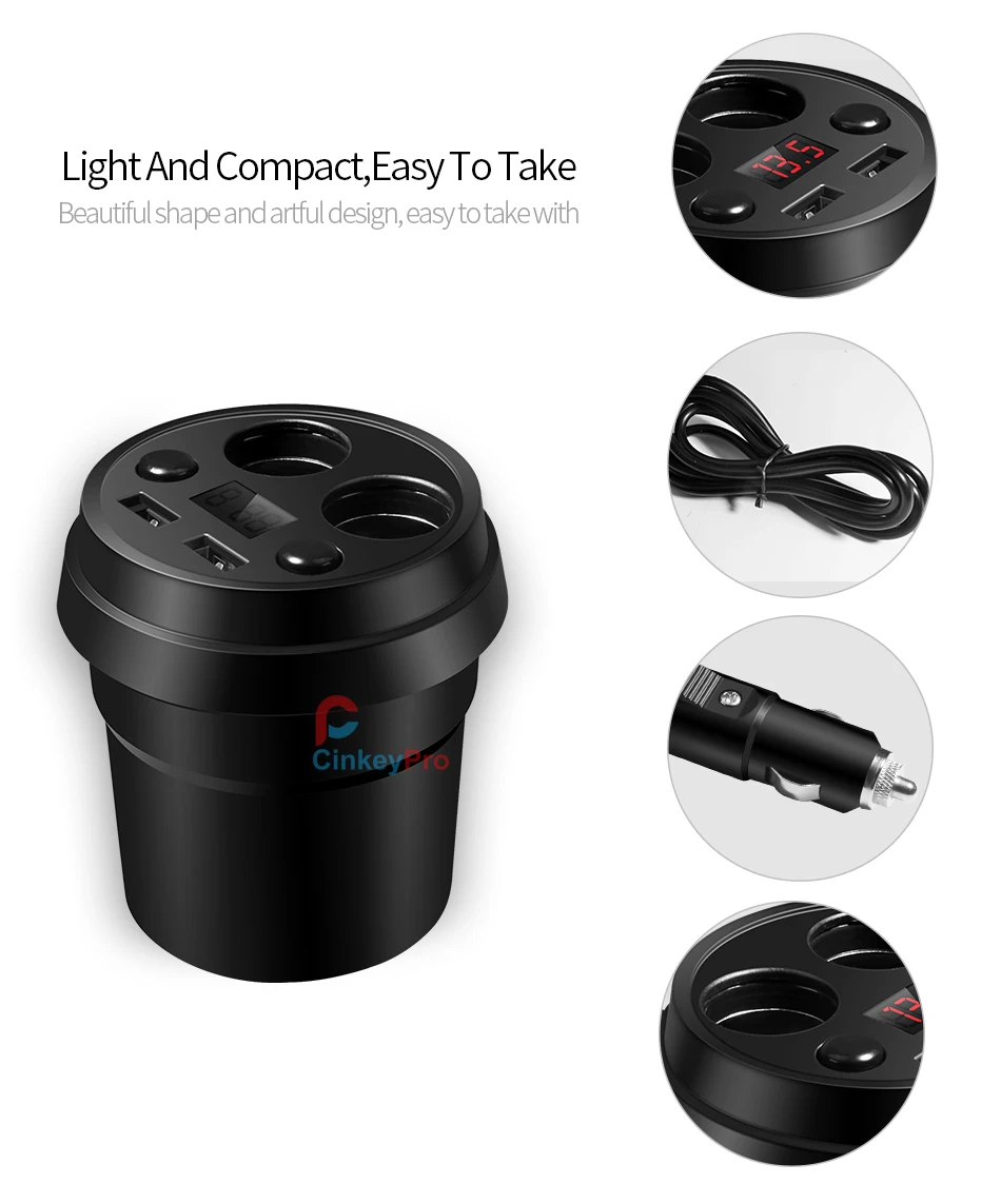 CinkeyPro чашки 2-Порты и разъёмы зарядных порта USB для автомобиля Зарядное устройство для iPhone 8 Plus iPad samsung 2* Прикуриватель Автомобиля-Зарядное устройство для мобильного телефона 5В/3.1A зарядки