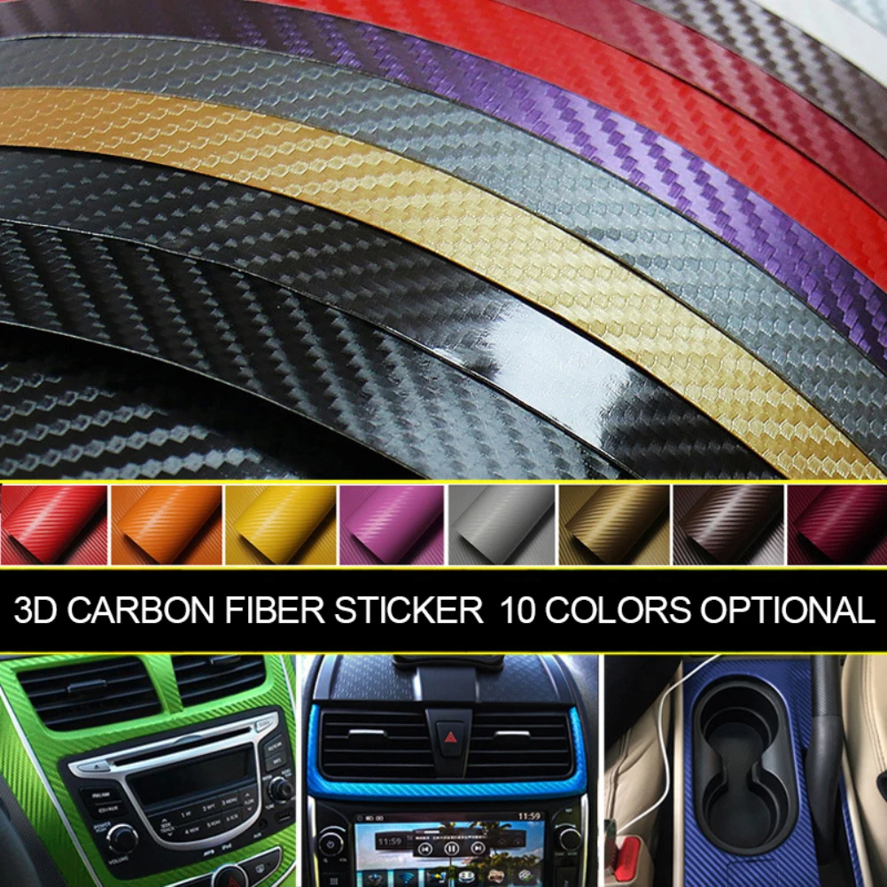 10x127cm 3D Carbon Fiber Car Color Film Stickers Adhesive Automobiles Decoration Decal Styling Accessories | Автомобили и