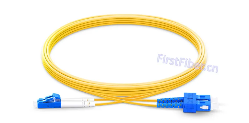 FirstFiber 1m LC UPC to SC UPC G657A 2 cores Duplex Fiber Patch Cable, Jumper, Patch Cord 2.0mm PVC OS2 SM Bend Insensitive