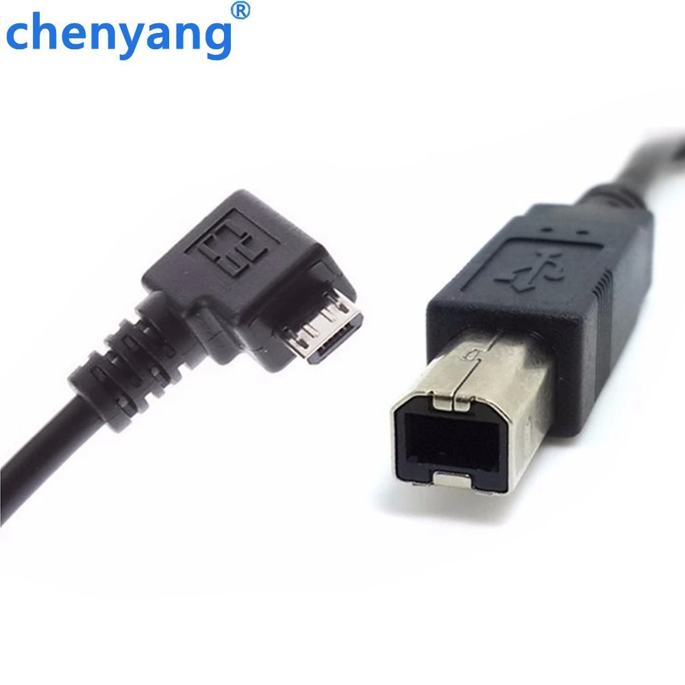 Прямоугольный 90 градусов Micro USB для стандартного B типа принтера сканер жесткого