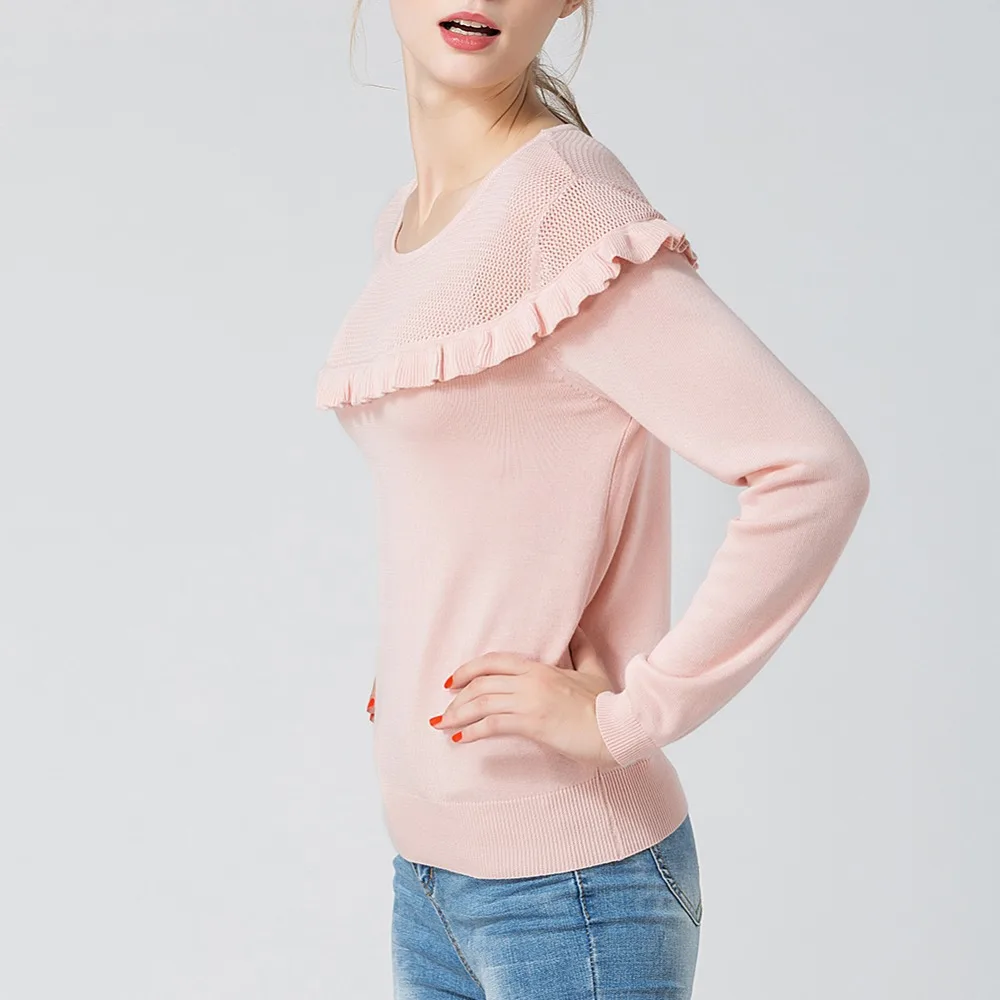 Donnalla Autumn Off Shoulder Knitted Sweaters Women Ruffles Long Sleeve Bodycon Sweater Tops Ladies Solid Pullovers | Женская одежда