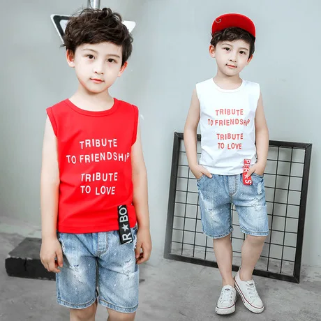 Комплект одежды для мальчиков хлопковая майка и шорты повседневная одежда
