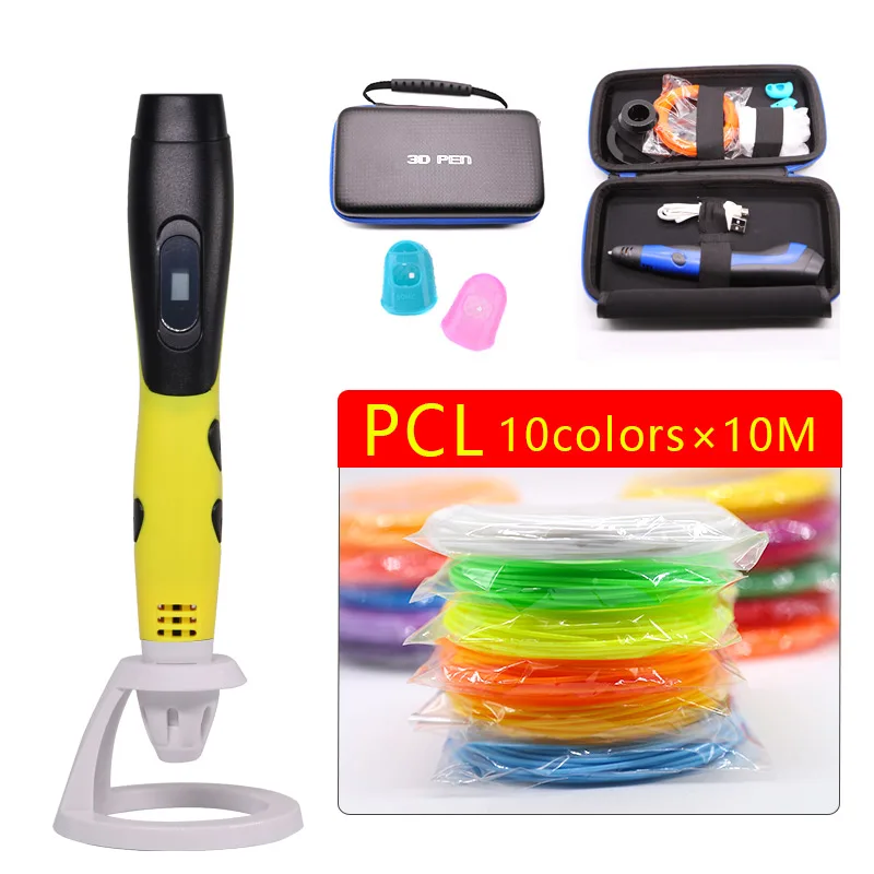 1.Yellow pen add PCL Низкотемпературная 3D Ручка, 3D Ручка для принтера с 1,75 мм pcl нитью, 3D волшебная ручка, USB Chager, Детские Лучшие Обучающие инструменты, 3D Doodler - Цвет: 1.Yellow pen add PCL