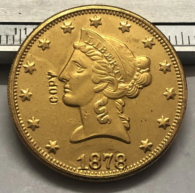 1878 США Свобода голова (девиз на обратной стороне) $10 Золотая копия монета