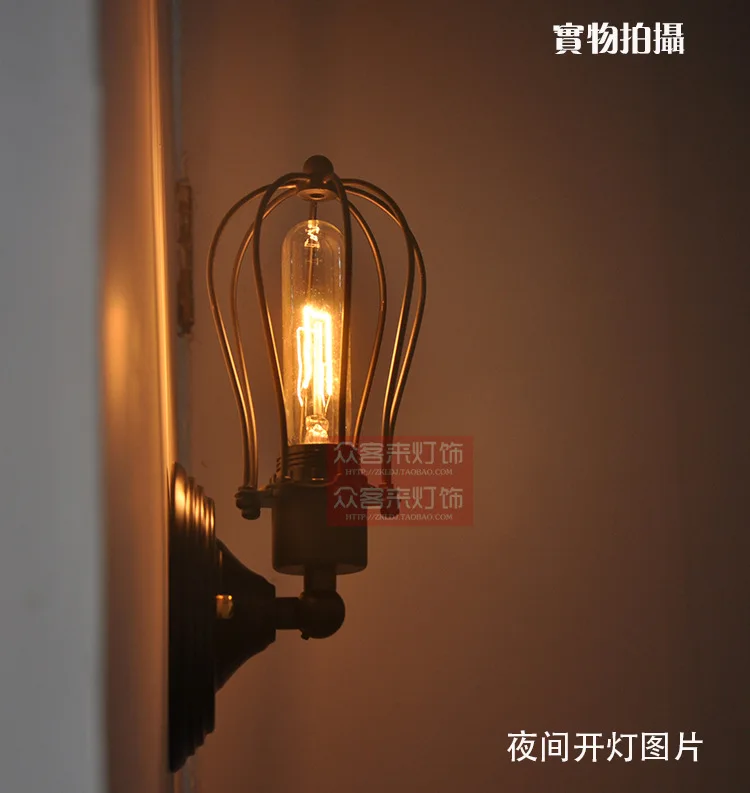 

Wholesale Price Loft Vintage Industrial Edison Wall Lamps Clear Glass Lampshade Antique Copper Wall lamp 110V 220V For Bedroom