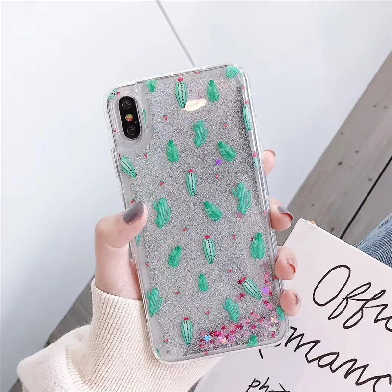 Зыбучий песок чехол для телефона в форме кактуса iphone XS MAX XR X Жесткий пластиковый
