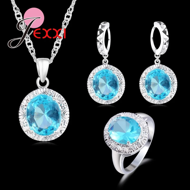 

Latest Luxury Necklace+Earring+Ring Jewelry Sets 100% 925 Sterling Silver AAA++ CZ Crystal Wedding Engagment Gift