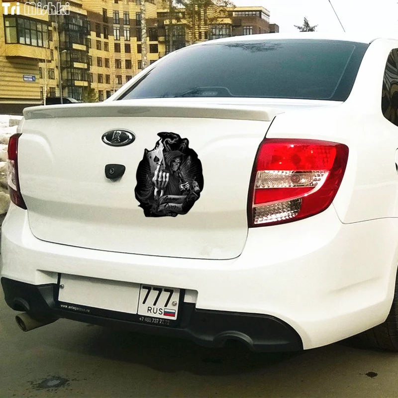 Tri mishki WCS536 16x13 см игра над черепом пики к игральные карты стикеры забавные красочные наклейки для автомобиля авто автомобиль