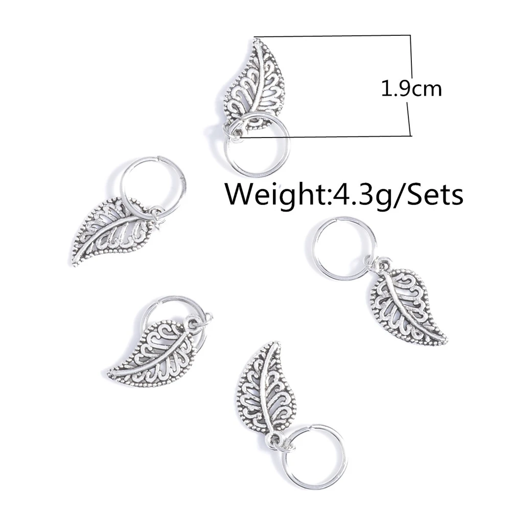

5Pcs Fashion Vintage Women Girl Hair Ring Charm Leaves Shell Hair Clips Punk Hip-Hop Braid Ring Hairpin DIY Hair Wear