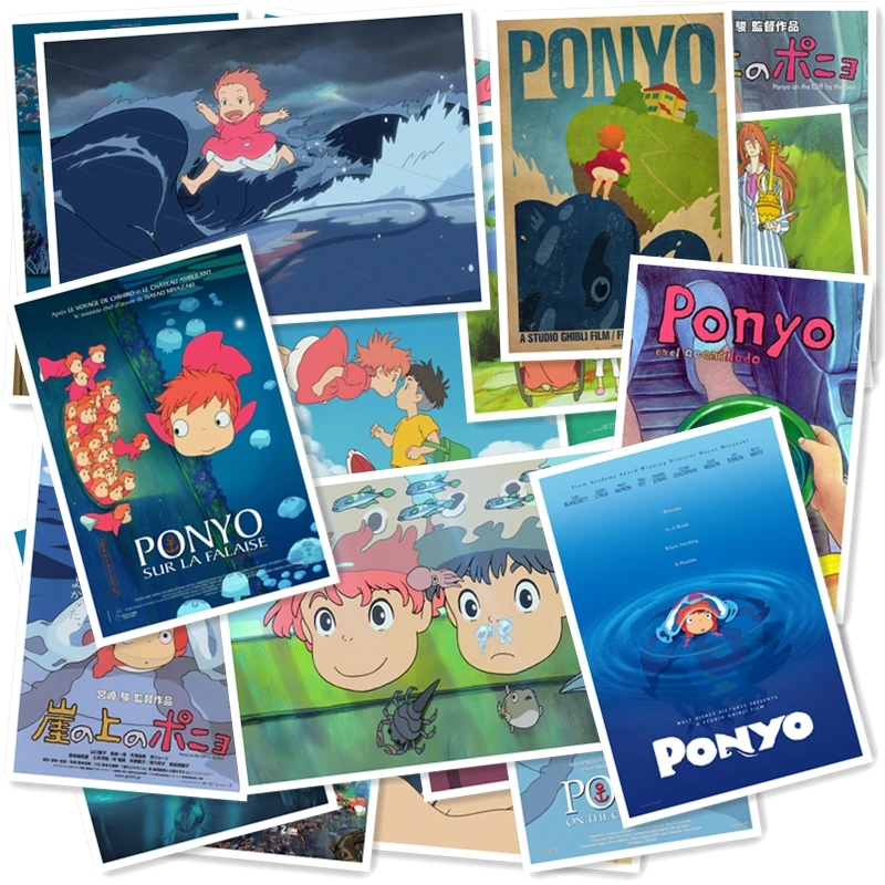 Ponyo на скале 20/за штуку Бесплатная доставка ПВХ серии Стикеры домашний декор