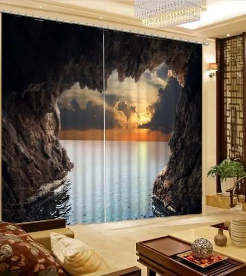 Фото занавески креативные морские штора с изображением пейзажа ткань красивые