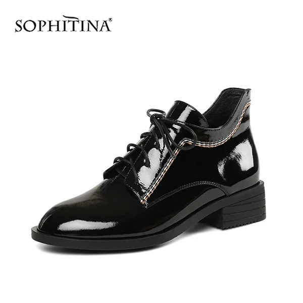 Black short plush SOPHITINA/новые удобные женские ботинки модная обувь из лакированной кожи высокого качества с круглым носком на шнуровке специальные ботинки ручной работы; PO214 - Цвет: Black short plush