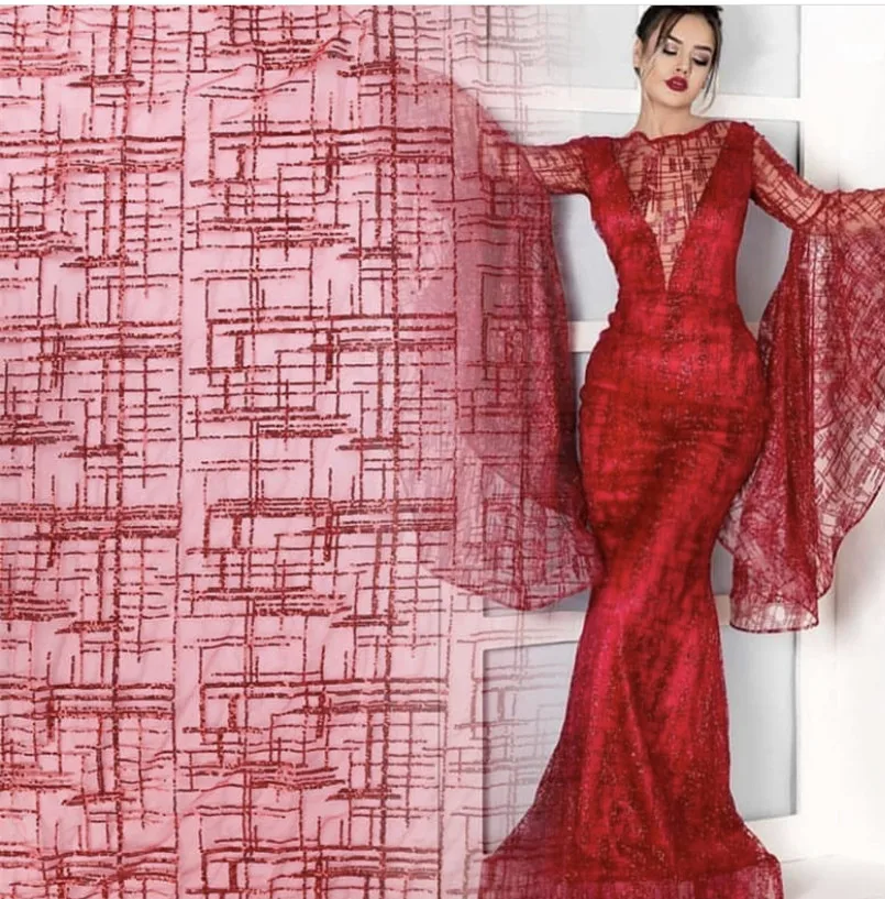 2019 LFY Hot 5 yard African sequins french embroidery tulle lace fabric wedding party gown DIY cloth garment | Дом и сад
