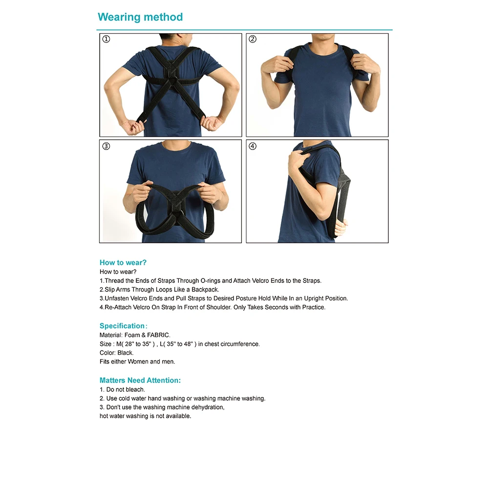 

Upper Back Posture Corrector Corset Brace Clavicle Support to Improve Bad Posture Inverted Eight-string Spine Clavicle Belt M L