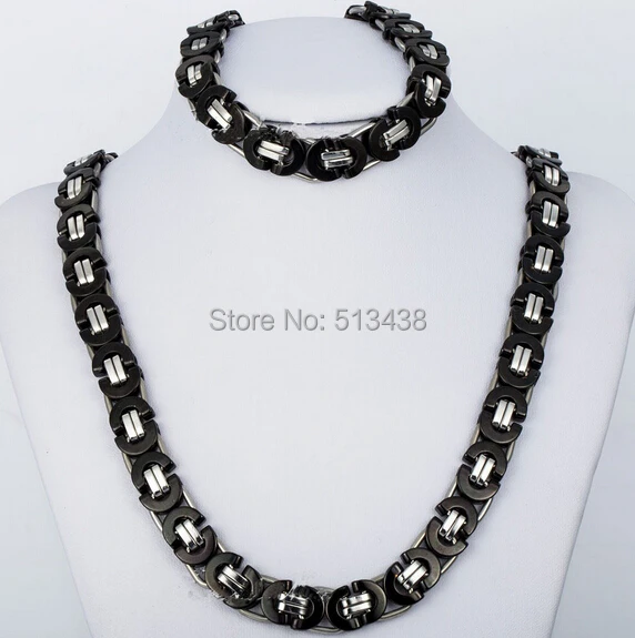 Мужской комплект из колье и браслета нержавеющей стали 8 мм