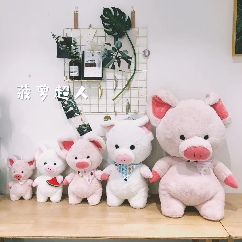 

Candice guo! super cute plush toy lovely fluffy watermelon pig scarf piggy soft stuffed doll girls birthday Christmas gift 1pc
