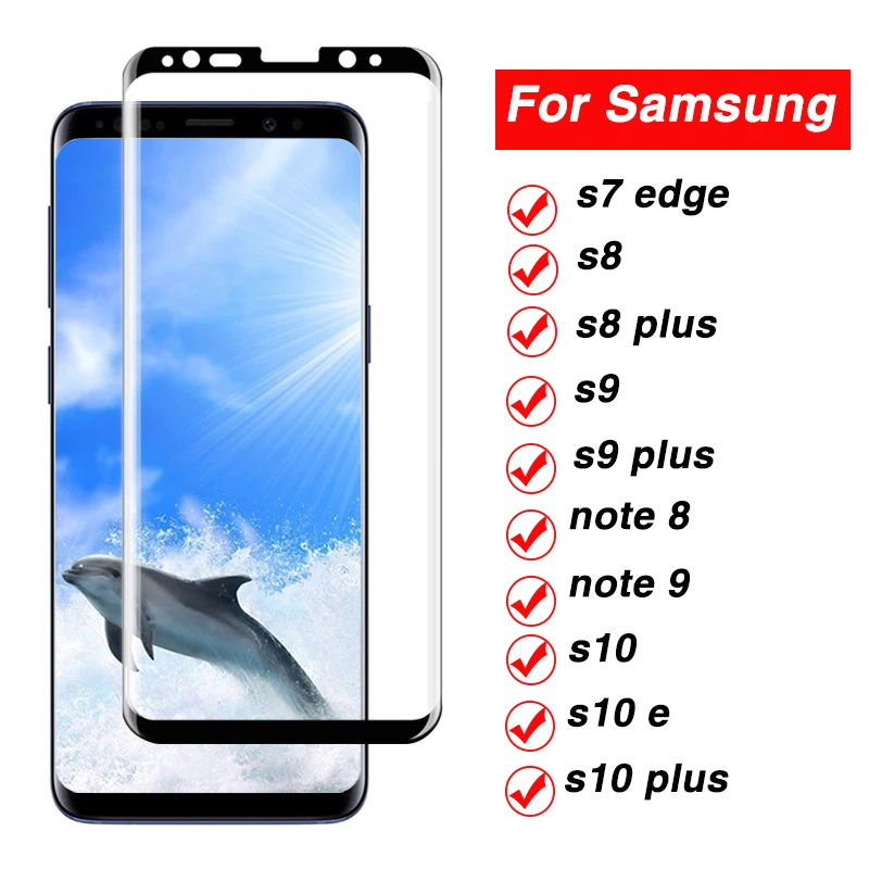 3D полное клейкое Защитное стекло для Samsung Galaxy S8 s9 s10 plus s10e s7 edge gaxaly note s 8 9 Защита