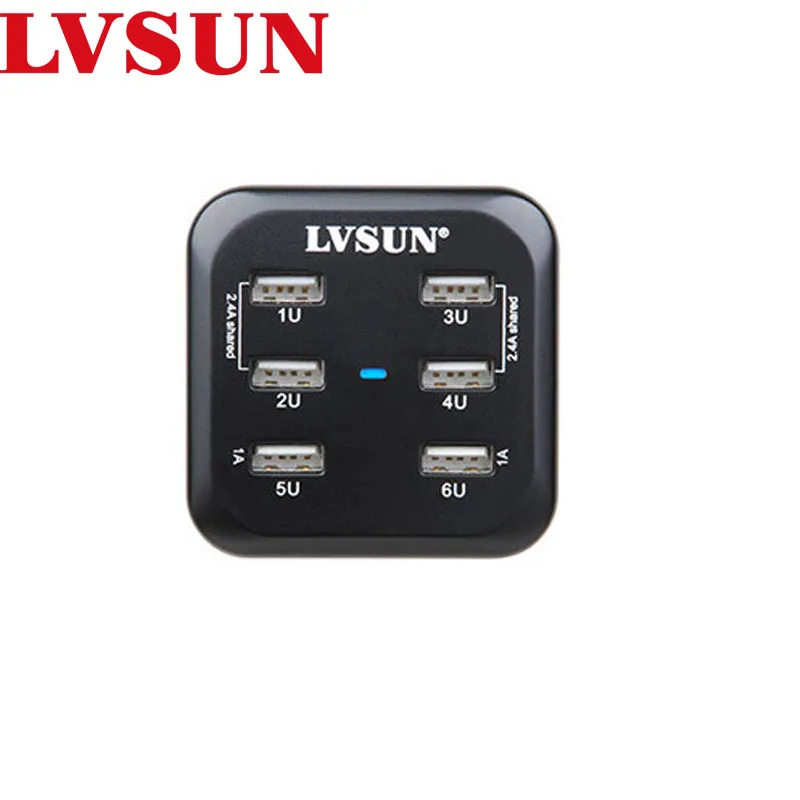 

LVSUN Universal Adapter 34W 6 USB Port USB Wall Charger With Optional EU US UK AU Plug for Mobile Phone iPhone 4s 5 5s 6 LS-6US