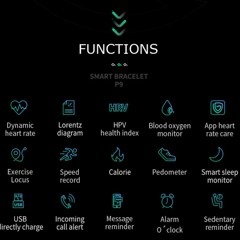 FocuSmart P9 умный Браслет HRV сердце здоровье SpO2 в режиме реального времени крови