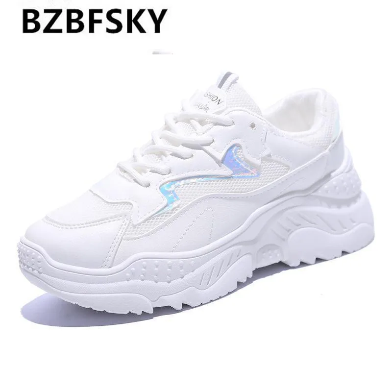 BZBFSKY 2019 женские кроссовки белая женская повседневная обувь Корейская на