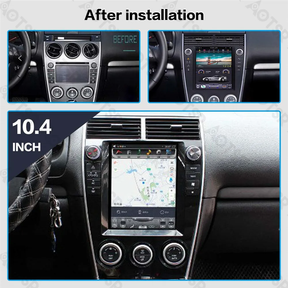 Автомобильный DVD-плеер Aotsr 10 4 дюйма Android 6 0 Тесла GPS-навигация для Mazda 2002-2015 1 Din