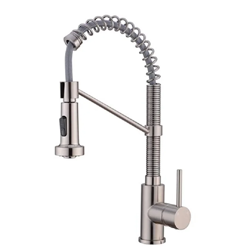 Brushed Nickel AODEYI двойная функция латунный кухонный выдвижной смеситель смесительный кран 180 градусов поворотный выдвижной смеситель для раковины матовый золотой никель черный - Цвет: Brushed Nickel